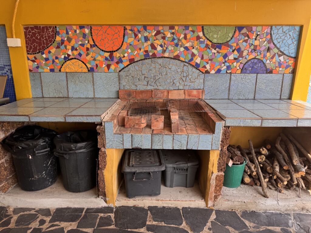 wood and carbon grill